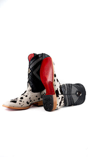 Cattleman Cowhide Red Bottom Square Toe Cowboy Boot Size 9.5 Box FF20