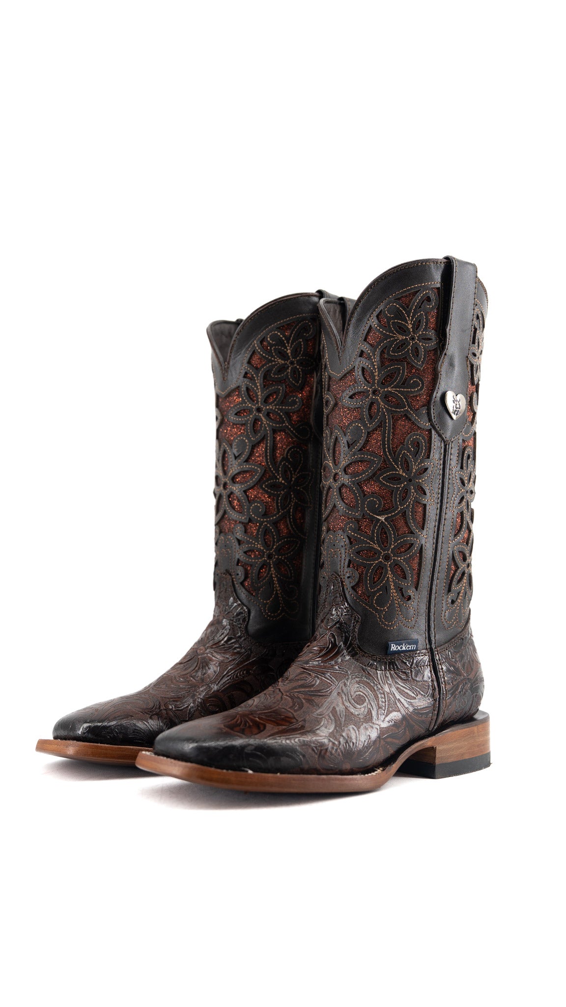 Tooled Square Toe Cowgirl Boot