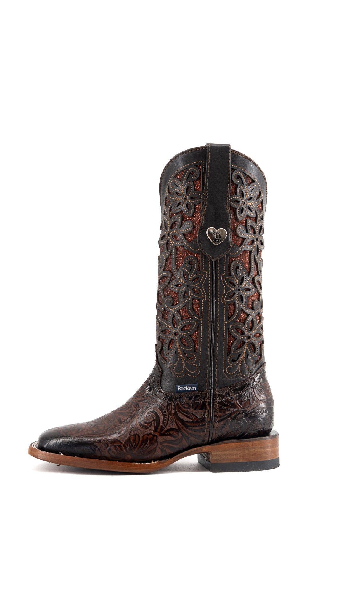 Tooled Square Toe Cowgirl Boot