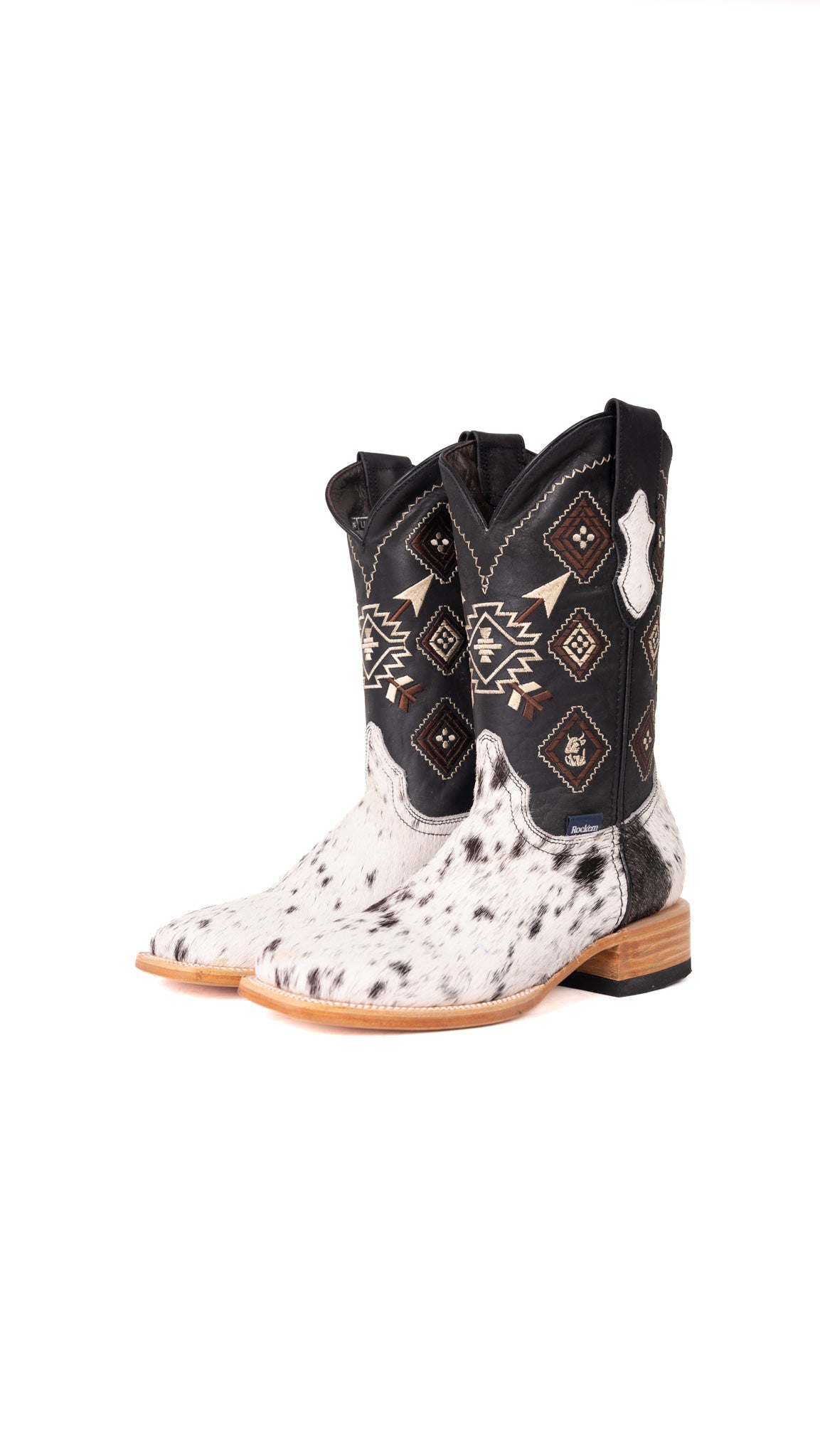 Aztec Cowhide Square Toe Cowboy Boot Size 7 Box ZM31