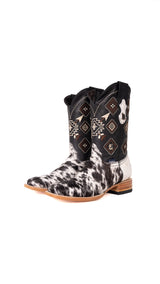 Aztec Cowhide Square Toe Cowboy Boot Size 7 Box ZM32