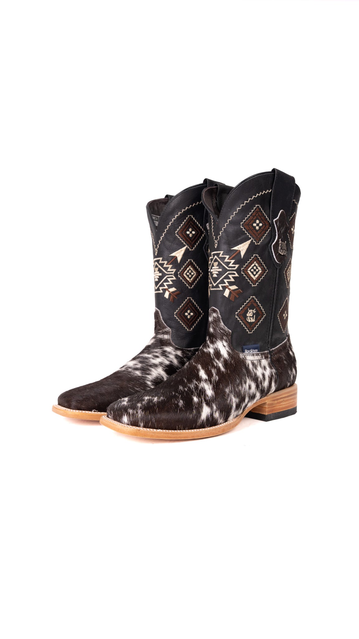 Aztec Cowhide Square Toe Cowboy Boot Size 8 Box ZM35