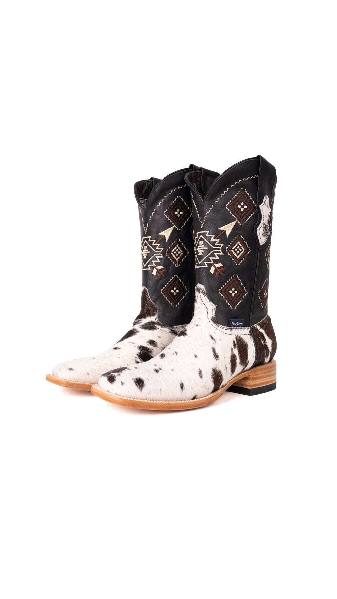Aztec Cowhide Square Toe Cowboy Boot Size 8.5 Box ZM37