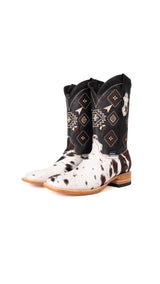 Aztec Cowhide Square Toe Cowboy Boot Size 8.5 Box ZM37