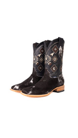 Aztec Cowhide Square Toe Cowboy Boot Size 9.5 Box ZM39