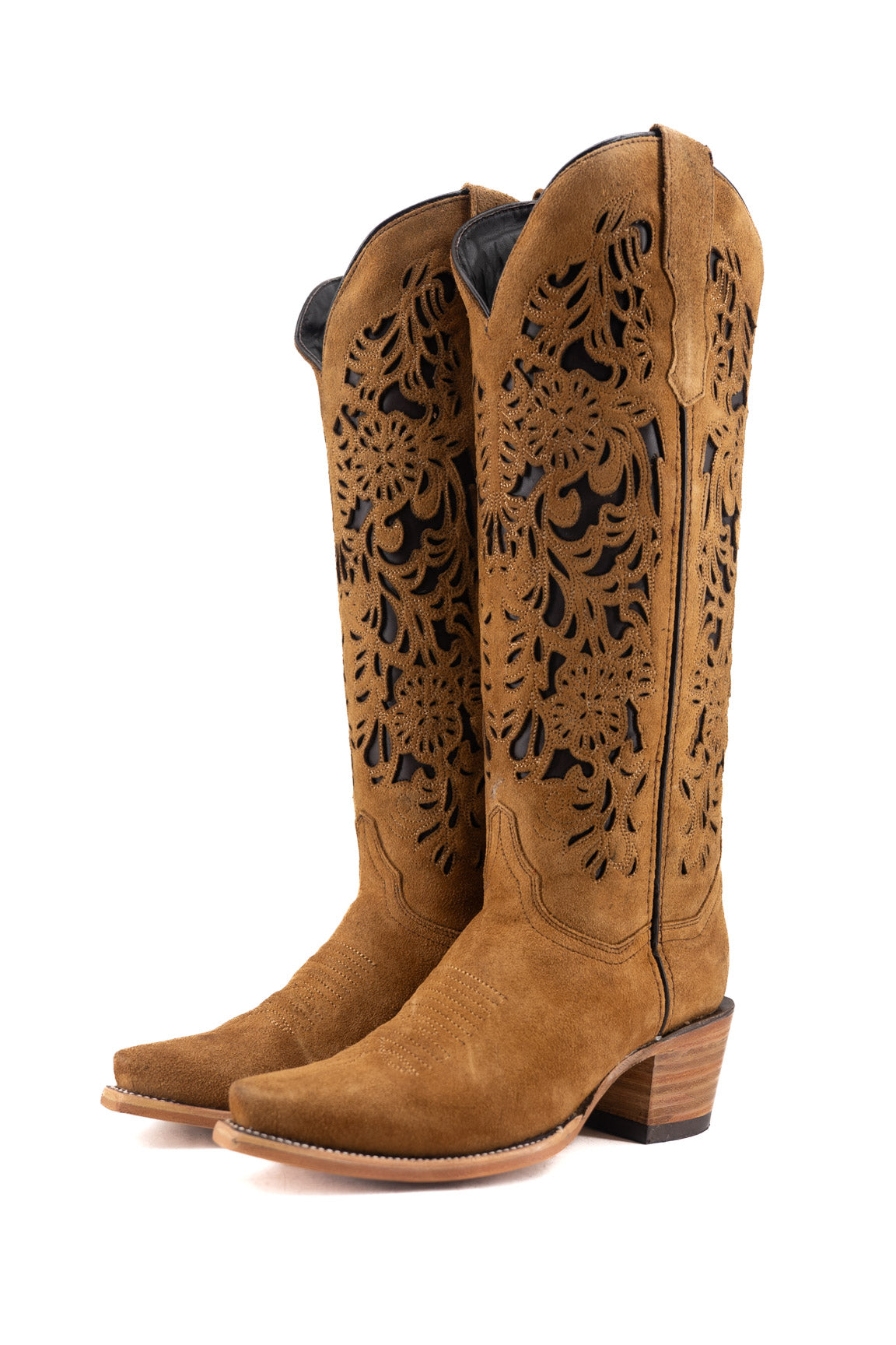 Ximena Suede Tall Snip Toe Cowgirl Boot