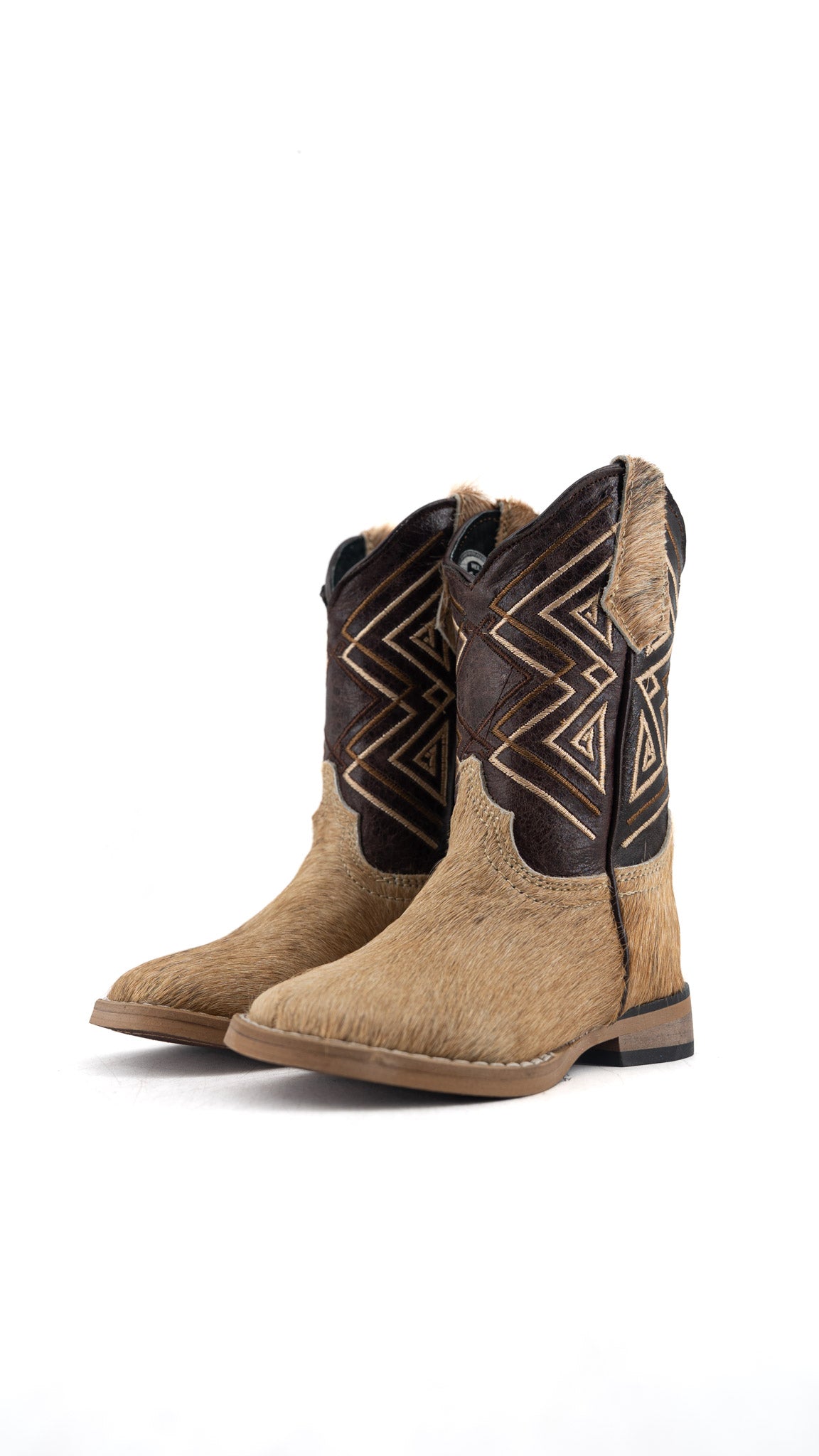 Riley Cowhide Square Toe Kids Boot Size 8 Box AK25