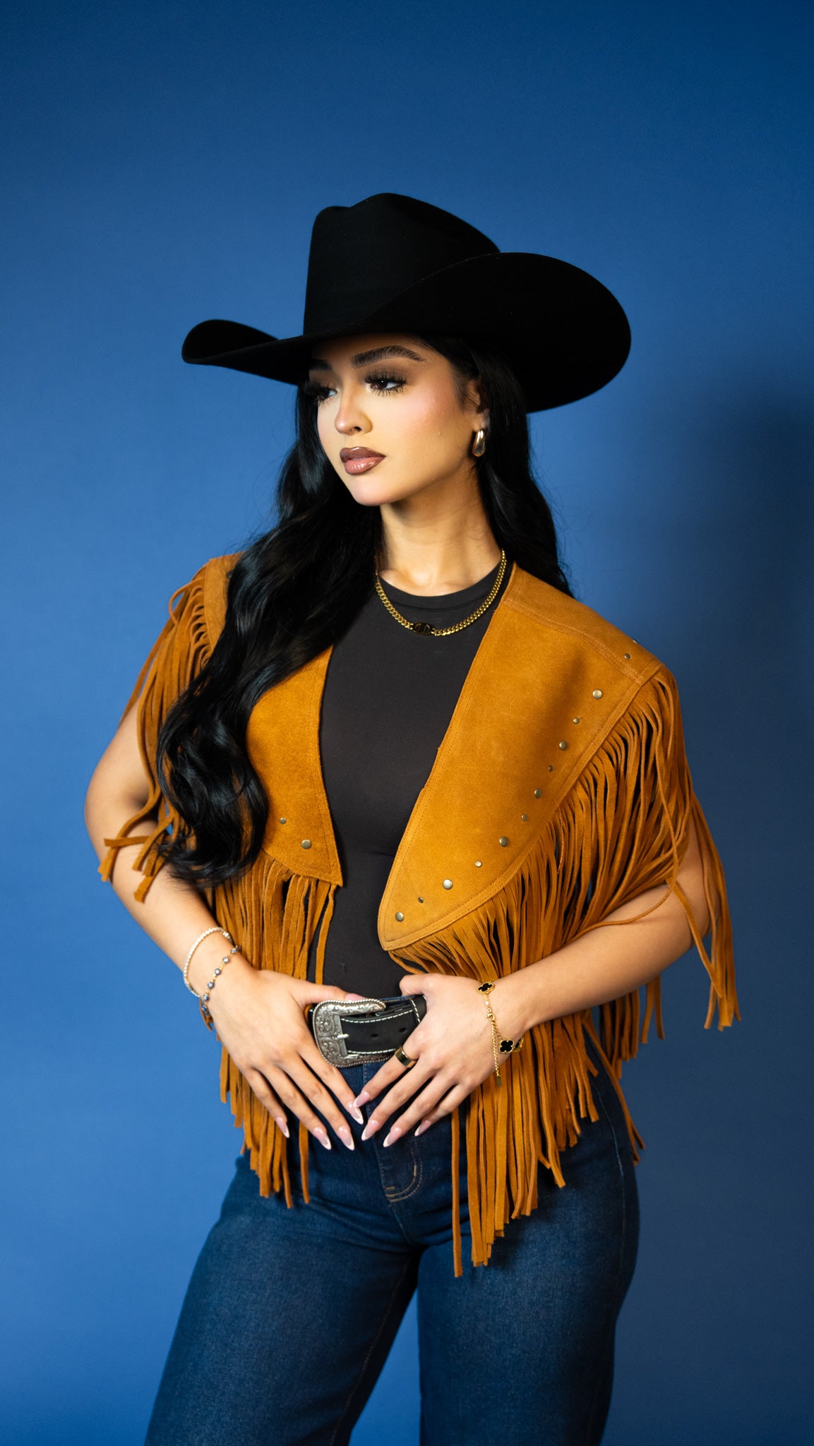 Saddle Studded Fringe Vest