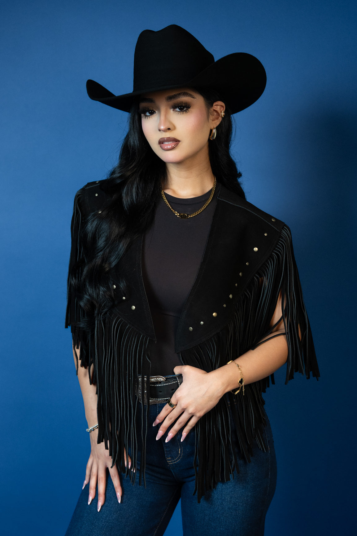 Saddle Studded Fringe Vest