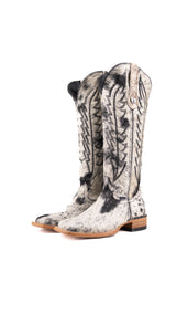 Charlotte Tall Cowhide Square Toe Cowgirl Boot Size 8.5 Box TW24