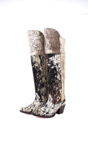 Amour Cowhide Knee High Snip Toe Cowgirl Boot Size 5 Box BU1