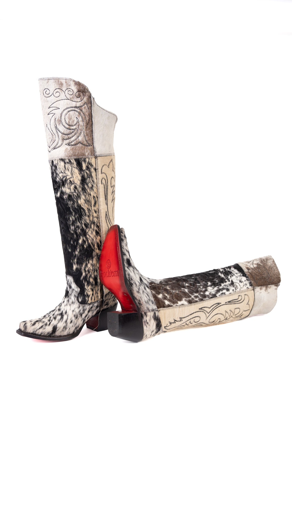 Amour Cowhide Knee High Snip Toe Cowgirl Boot Size 5 Box BU1