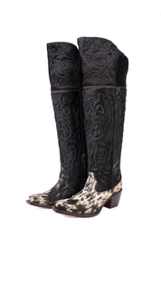 Amour Cowhide Knee High Snip Toe Cowgirl Boot Size 5 Box BU2