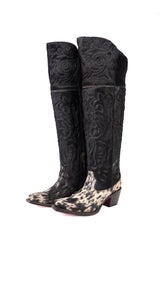 Amour Cowhide Knee High Snip Toe Cowgirl Boot Size 5 Box BU2