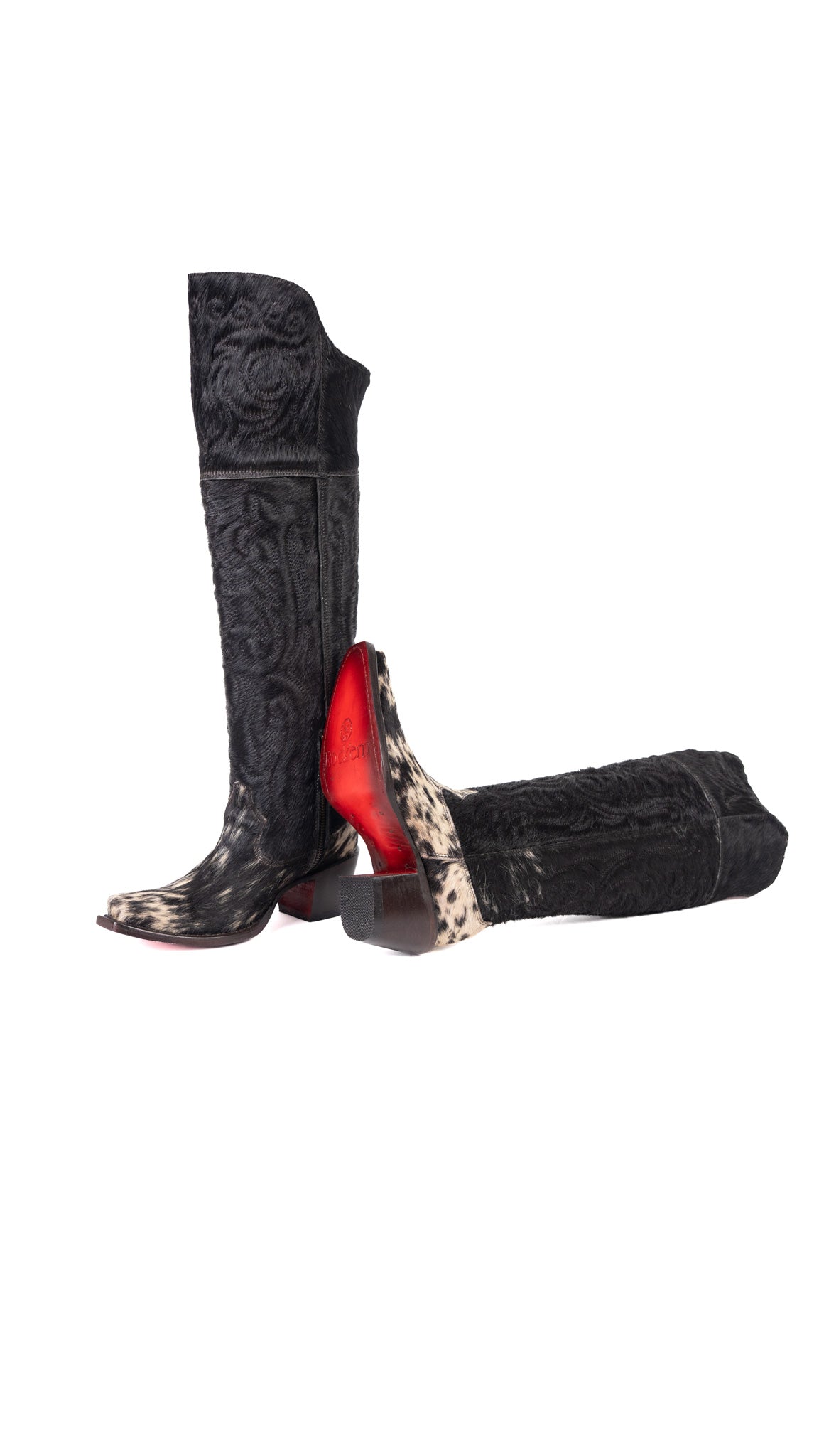 Amour Cowhide Knee High Snip Toe Cowgirl Boot Size 5 Box BU2