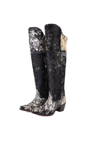 Amour Cowhide Knee High Snip Toe Cowgirl Boot Size 6.5 Box BU3