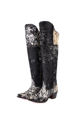 Amour Cowhide Knee High Snip Toe Cowgirl Boot Size 6.5 Box BU3