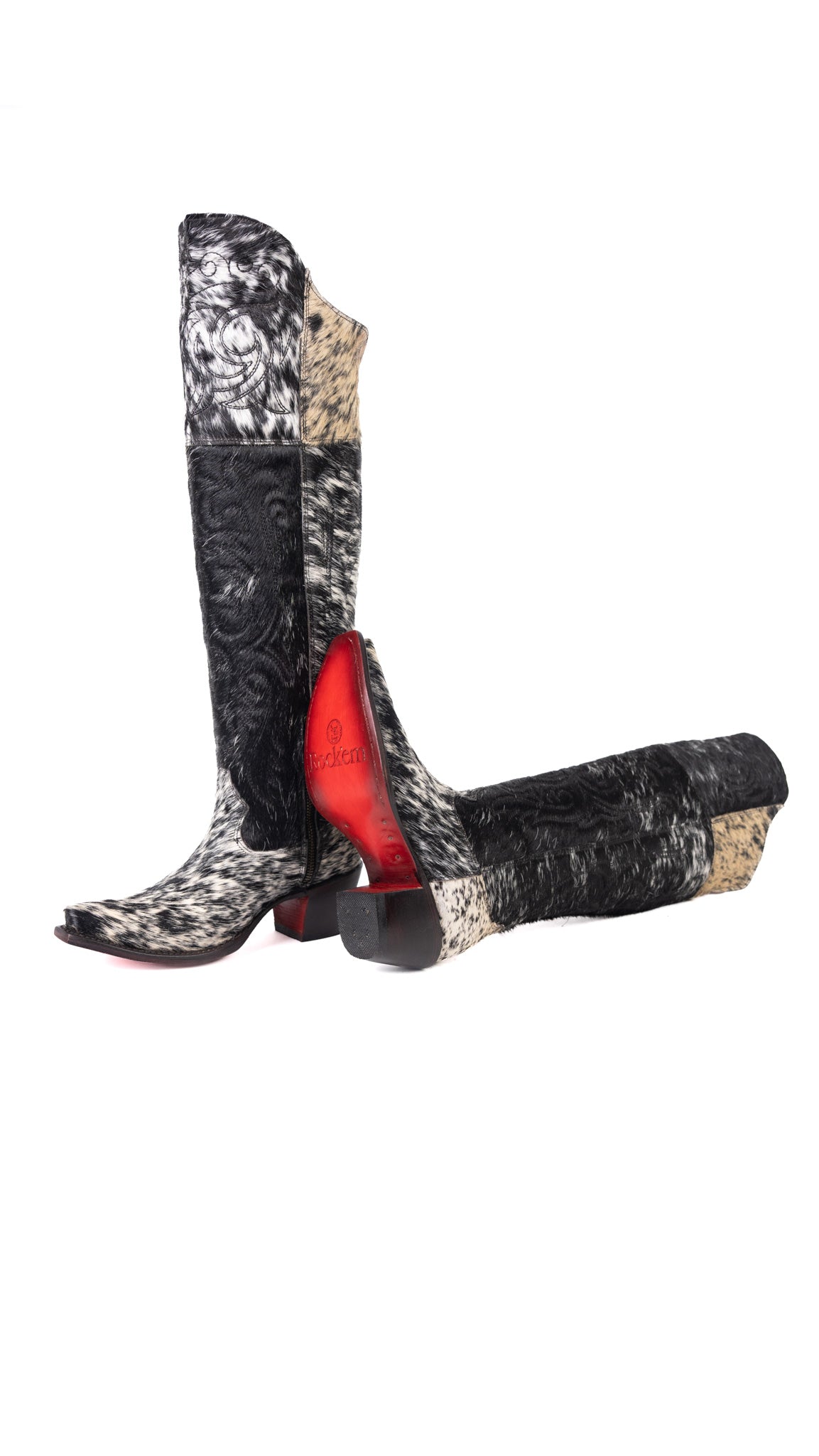 Amour Cowhide Knee High Snip Toe Cowgirl Boot Size 6.5 Box BU3