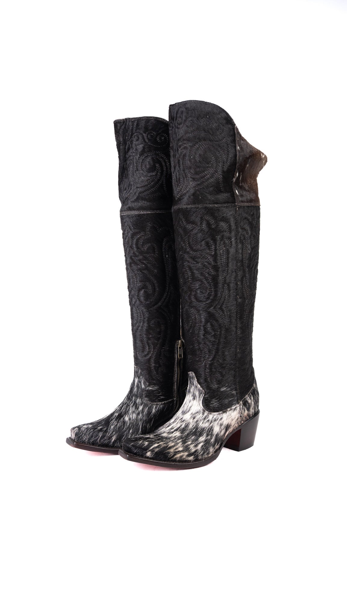 Amour Cowhide Knee High Snip Toe Cowgirl Boot Size 6.5 Box BU4