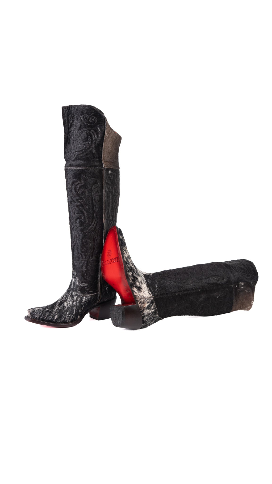 Amour Cowhide Knee High Snip Toe Cowgirl Boot Size 6.5 Box BU4