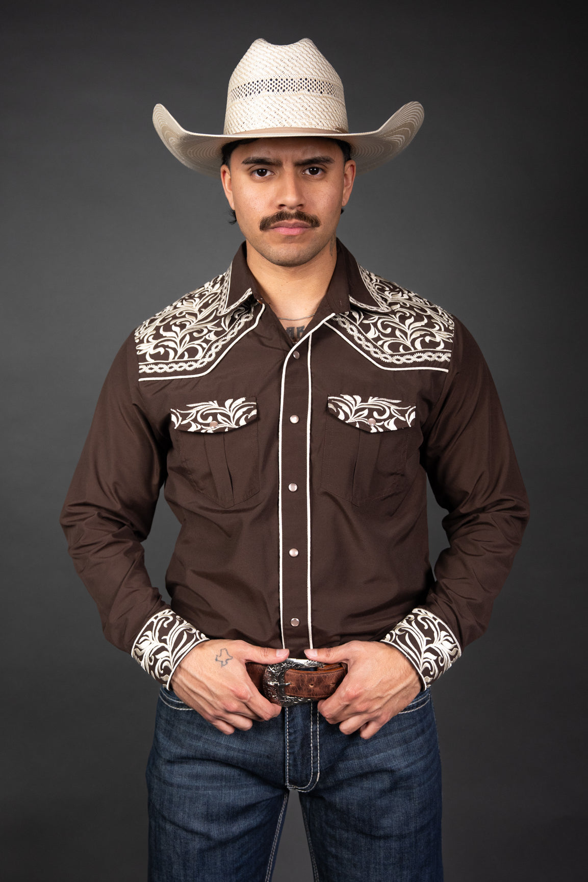 Rock'em Pearl Snap Embroidery Shirt