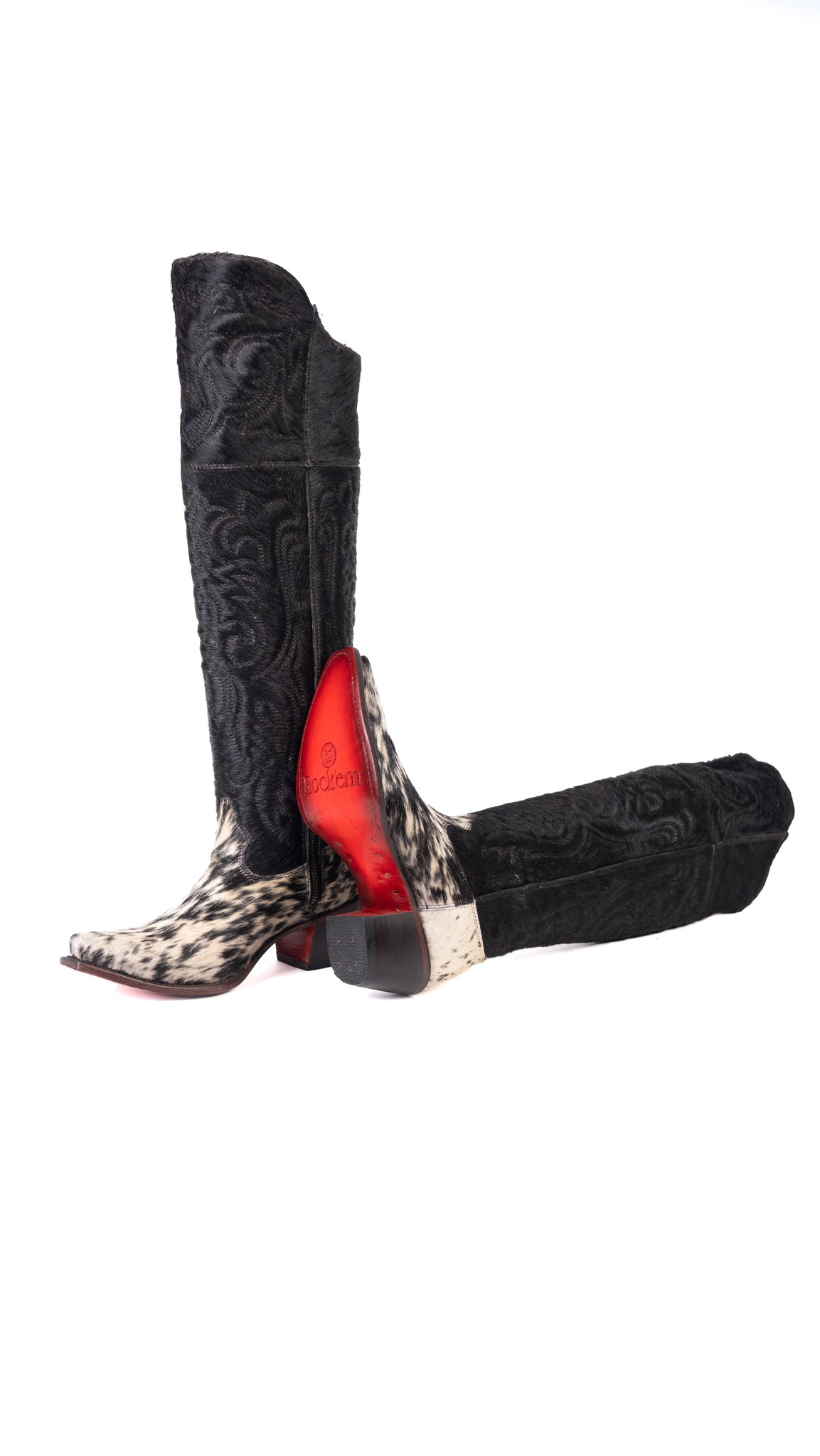 Amour Cowhide Knee High Snip Toe Cowgirl Boot Size 6.5 Box BU5