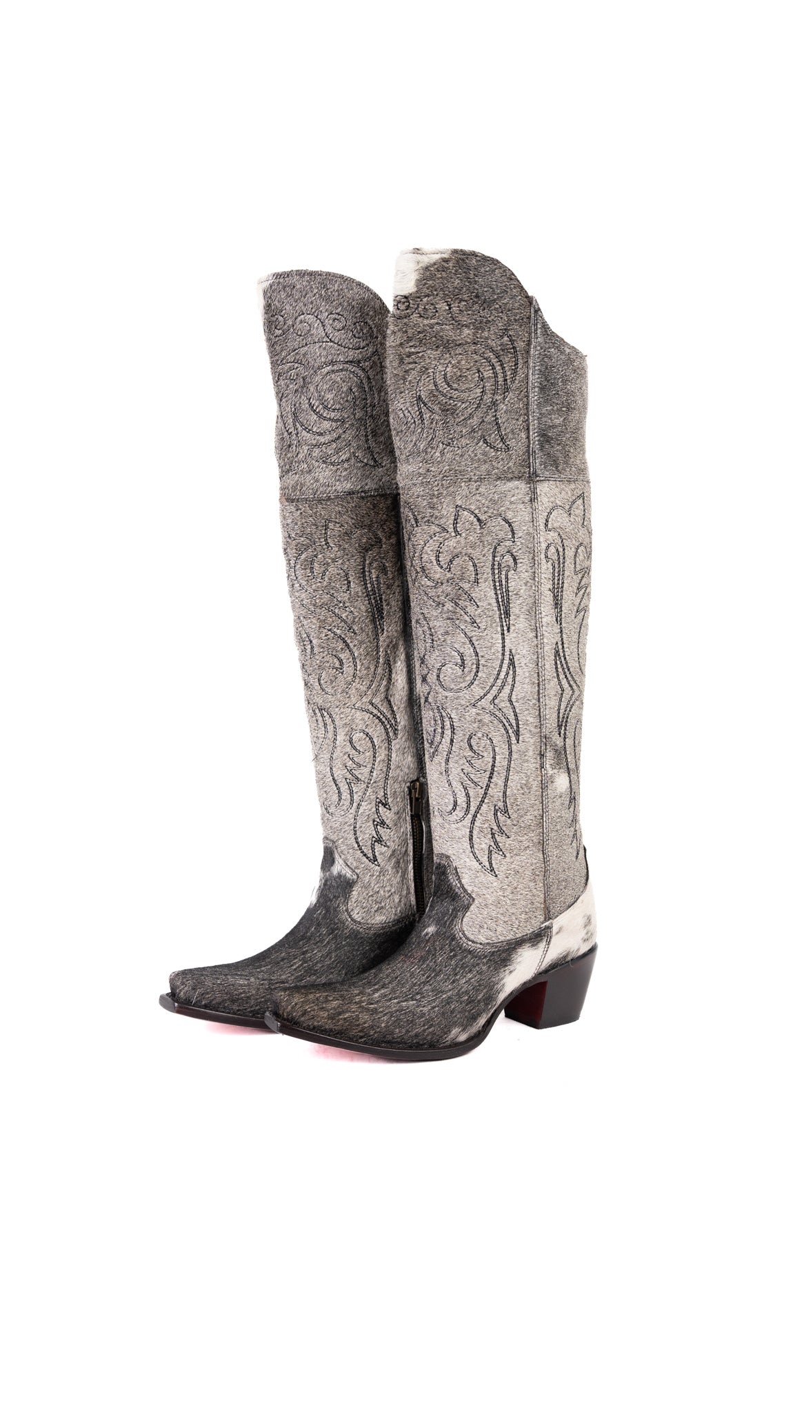 Amour Cowhide Knee High Snip Toe Cowgirl Boot Size 7 Box BU6