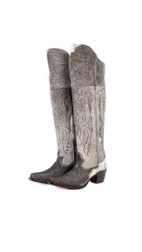 Amour Cowhide Knee High Snip Toe Cowgirl Boot Size 7 Box BU6