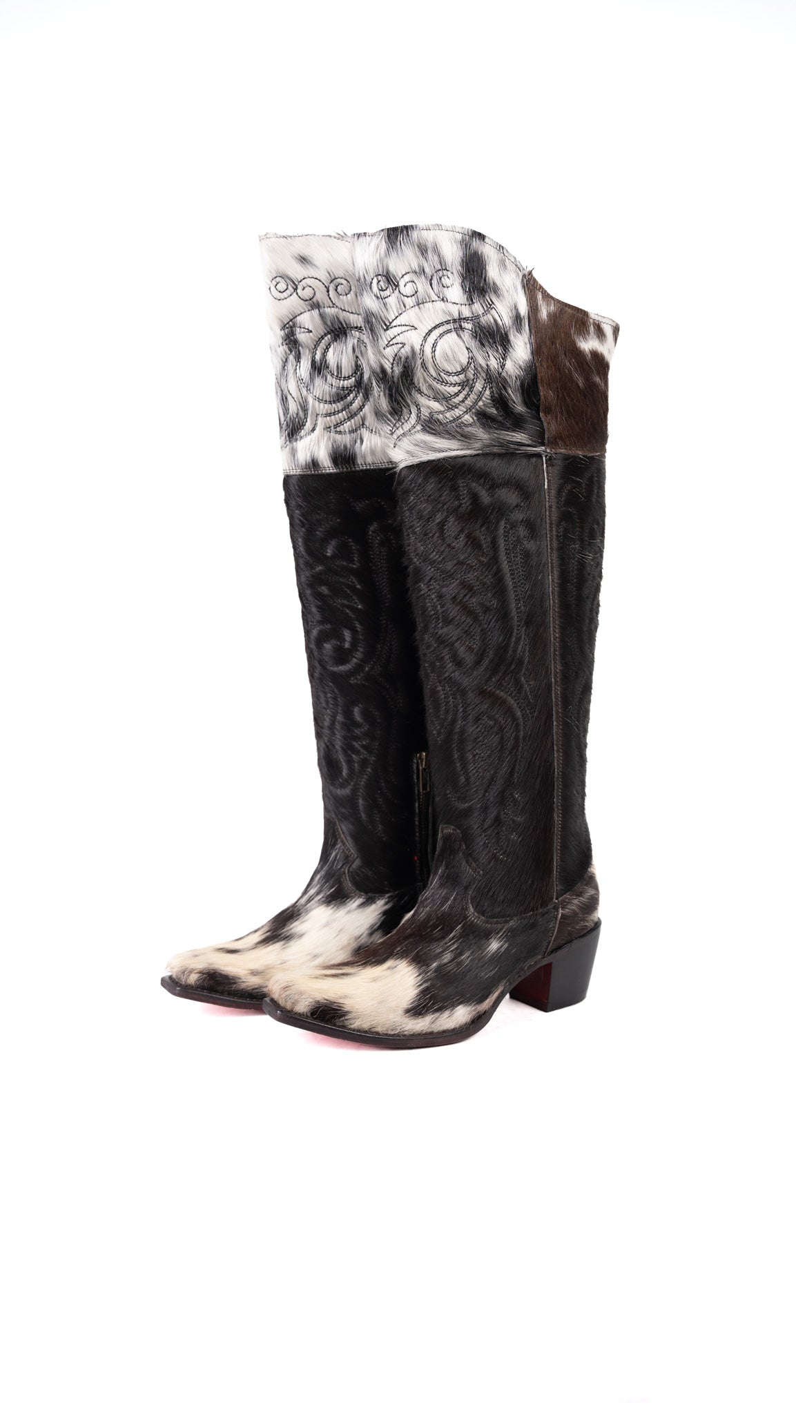 Amour Cowhide Knee High Snip Toe Cowgirl Boot Size 7 Box BU7