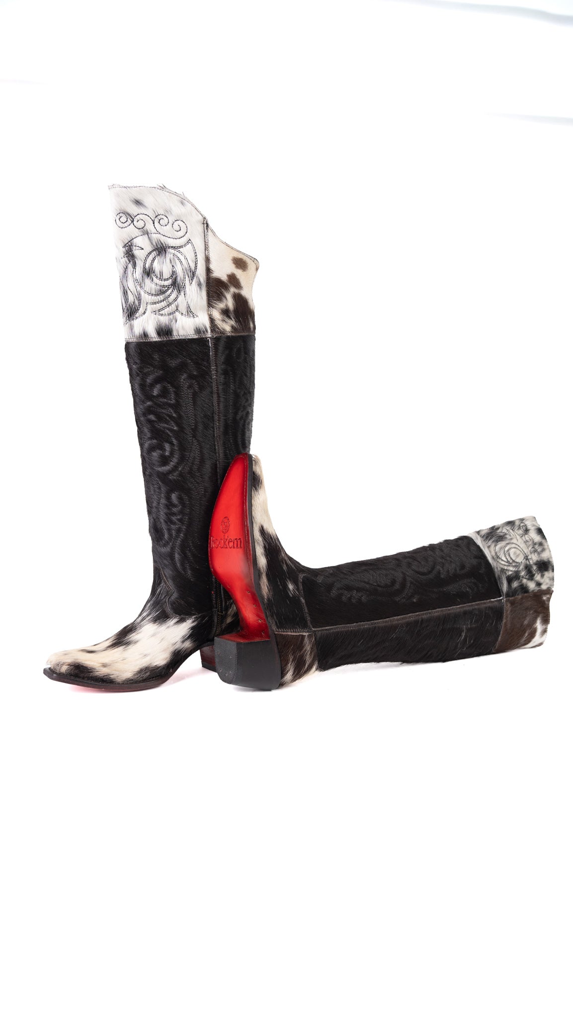 Amour Cowhide Knee High Snip Toe Cowgirl Boot Size 7 Box BU7