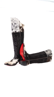 Amour Cowhide Knee High Snip Toe Cowgirl Boot Size 7 Box BU7