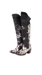 Amour Cowhide Knee High Snip Toe Cowgirl Boot Size 7.5 Box BU8