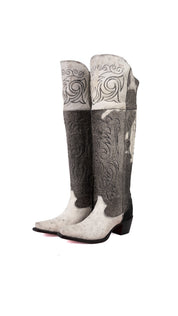 Amour Cowhide Knee High Snip Toe Cowgirl Boot Size 7.5 Box BU9