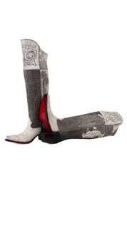 Amour Cowhide Knee High Snip Toe Cowgirl Boot Size 7.5 Box BU9