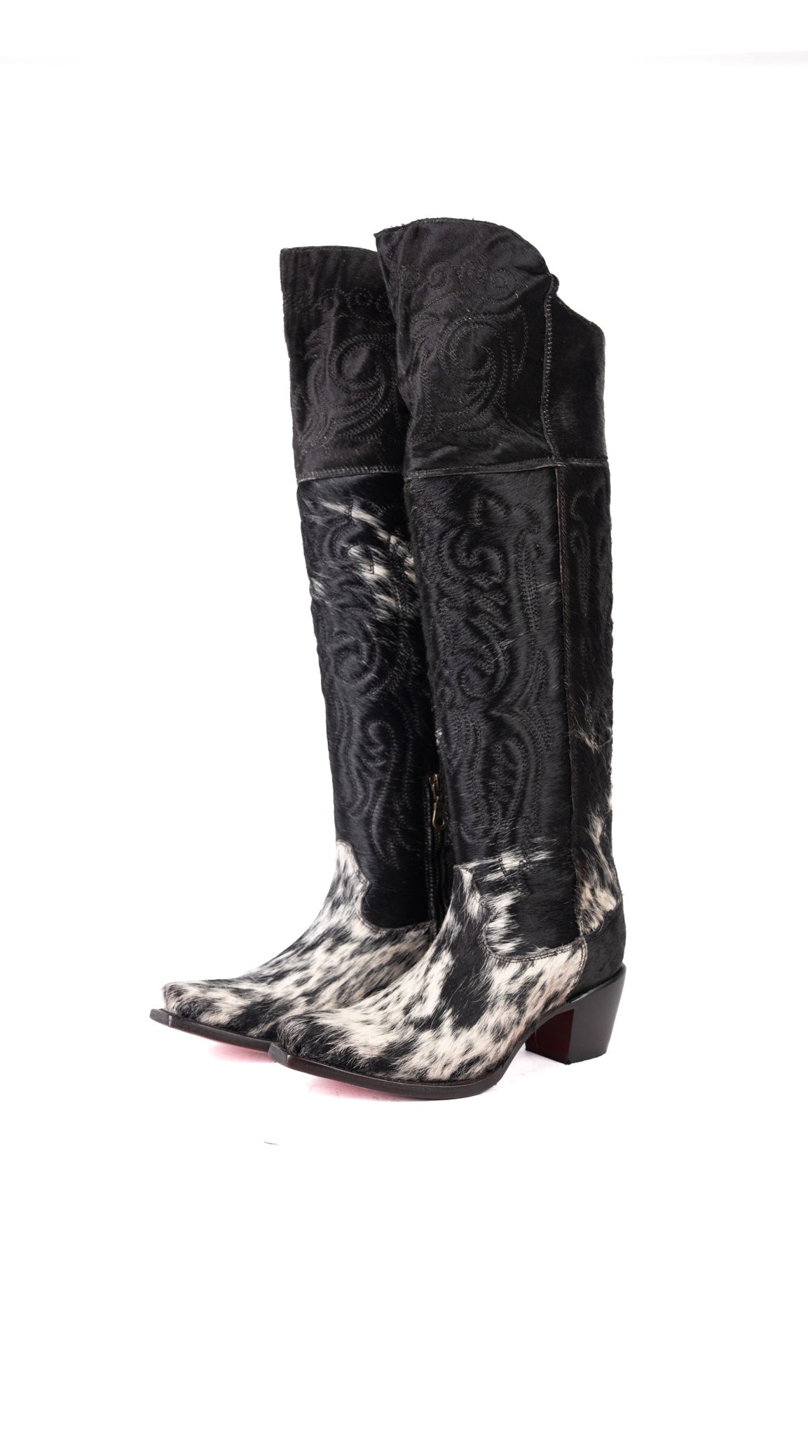 Amour Cowhide Knee High Snip Toe Cowgirl Boot Size 7.5 Box BU10