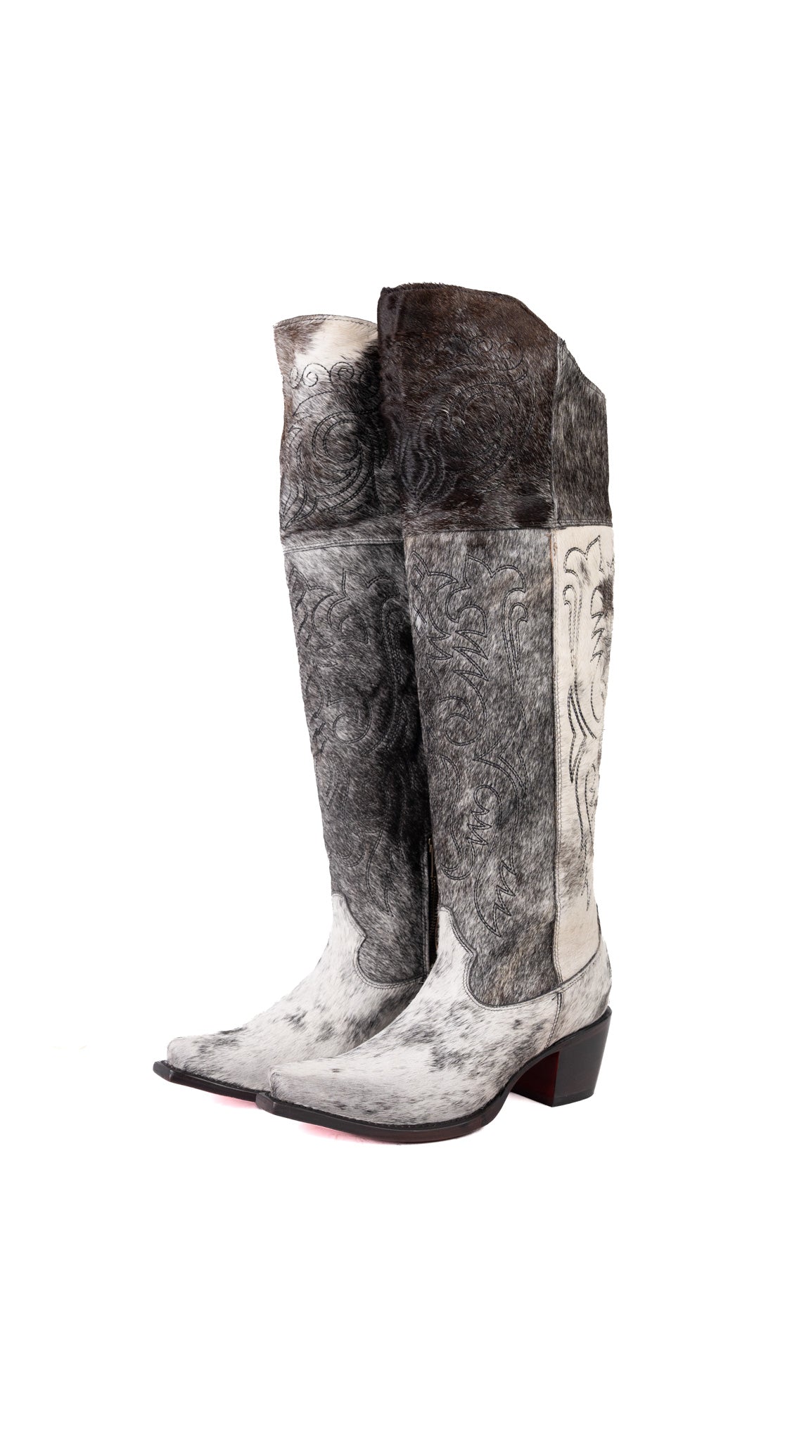 Amour Cowhide Knee High Snip Toe Cowgirl Boot Size 8 Box BU11