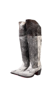 Amour Cowhide Knee High Snip Toe Cowgirl Boot Size 8 Box BU11