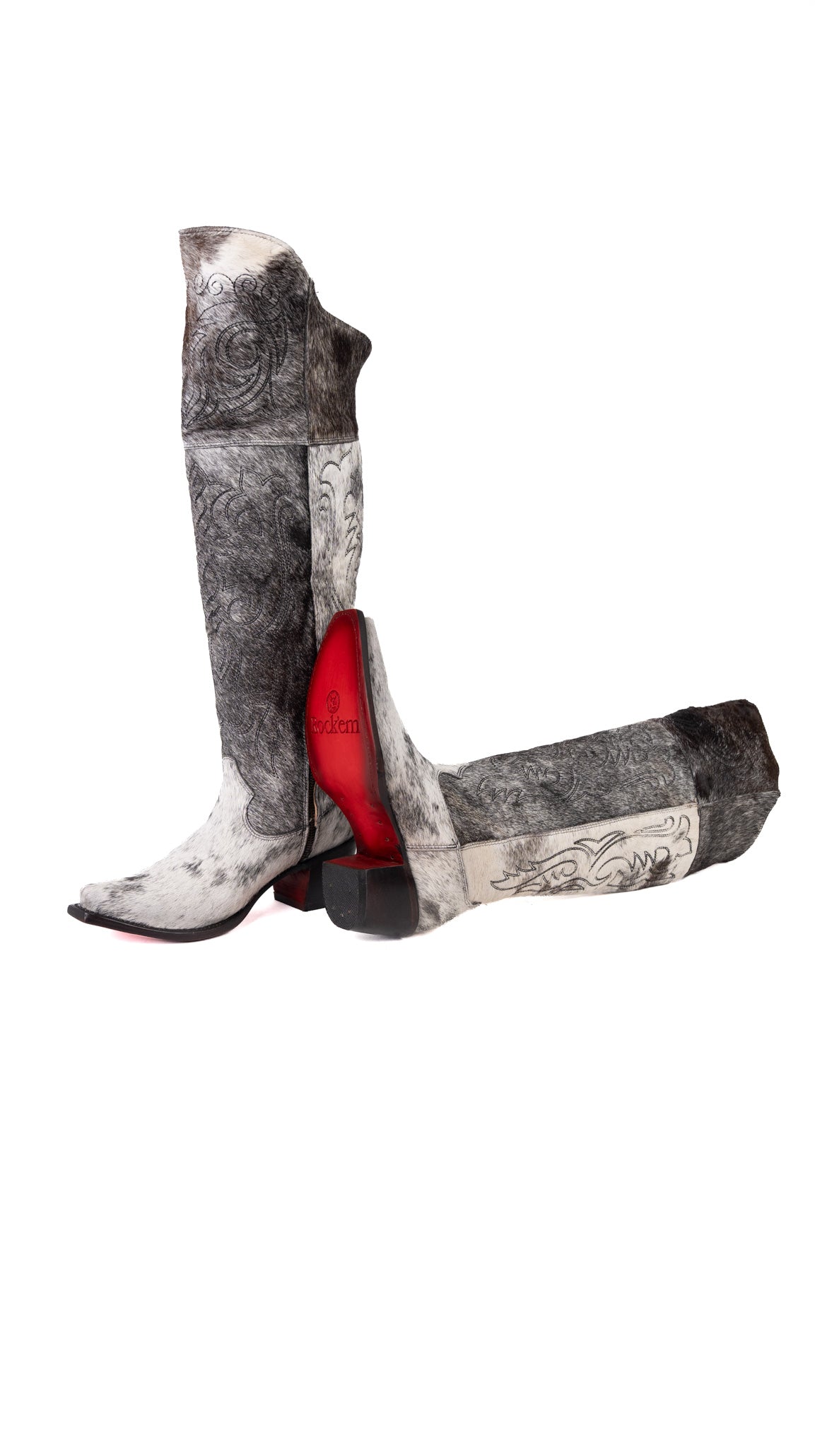 Amour Cowhide Knee High Snip Toe Cowgirl Boot Size 8 Box BU11