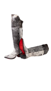 Amour Cowhide Knee High Snip Toe Cowgirl Boot Size 8 Box BU11