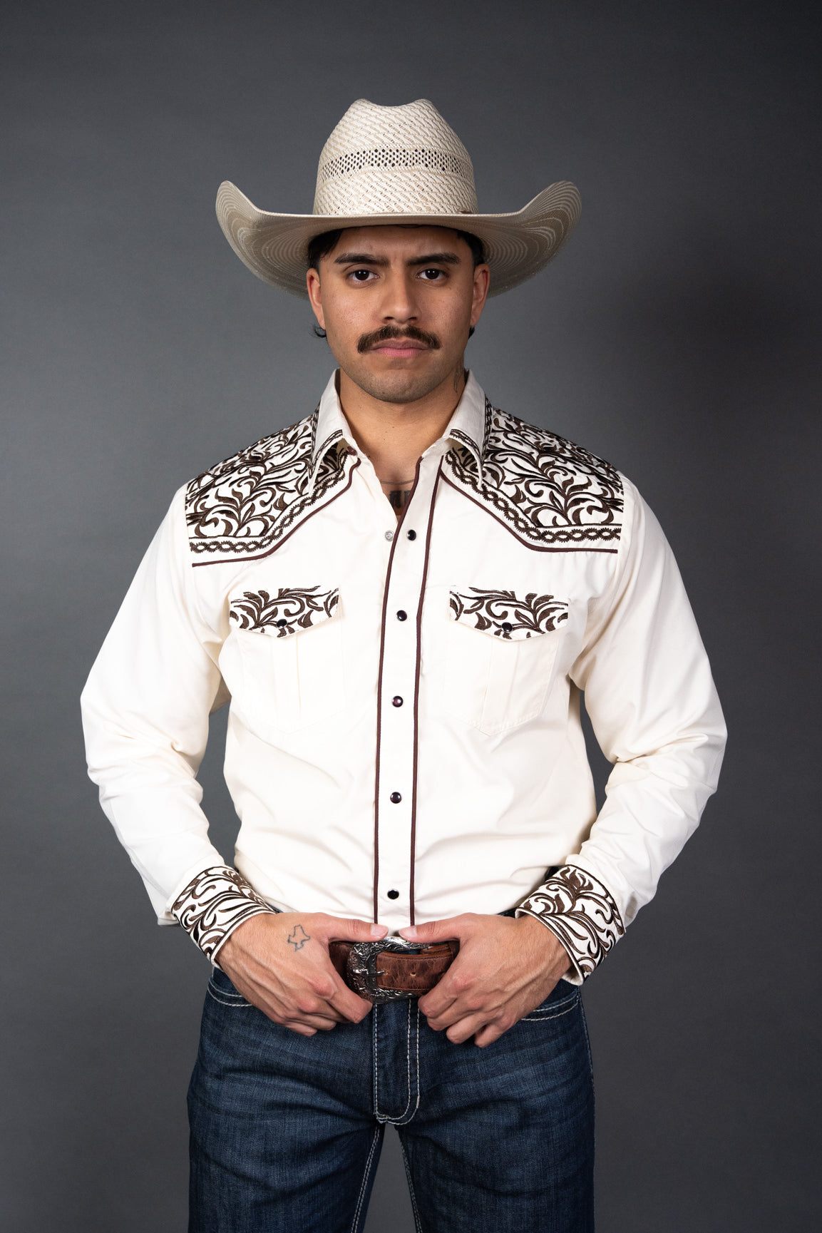 Rock'em Pearl Snap Embroidery Shirt