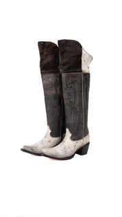 Amour Cowhide Knee High Snip Toe Cowgirl Boot Size 8.5 Box BU12
