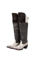 Amour Cowhide Knee High Snip Toe Cowgirl Boot Size 8.5 Box BU12