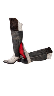 Amour Cowhide Knee High Snip Toe Cowgirl Boot Size 8.5 Box BU12