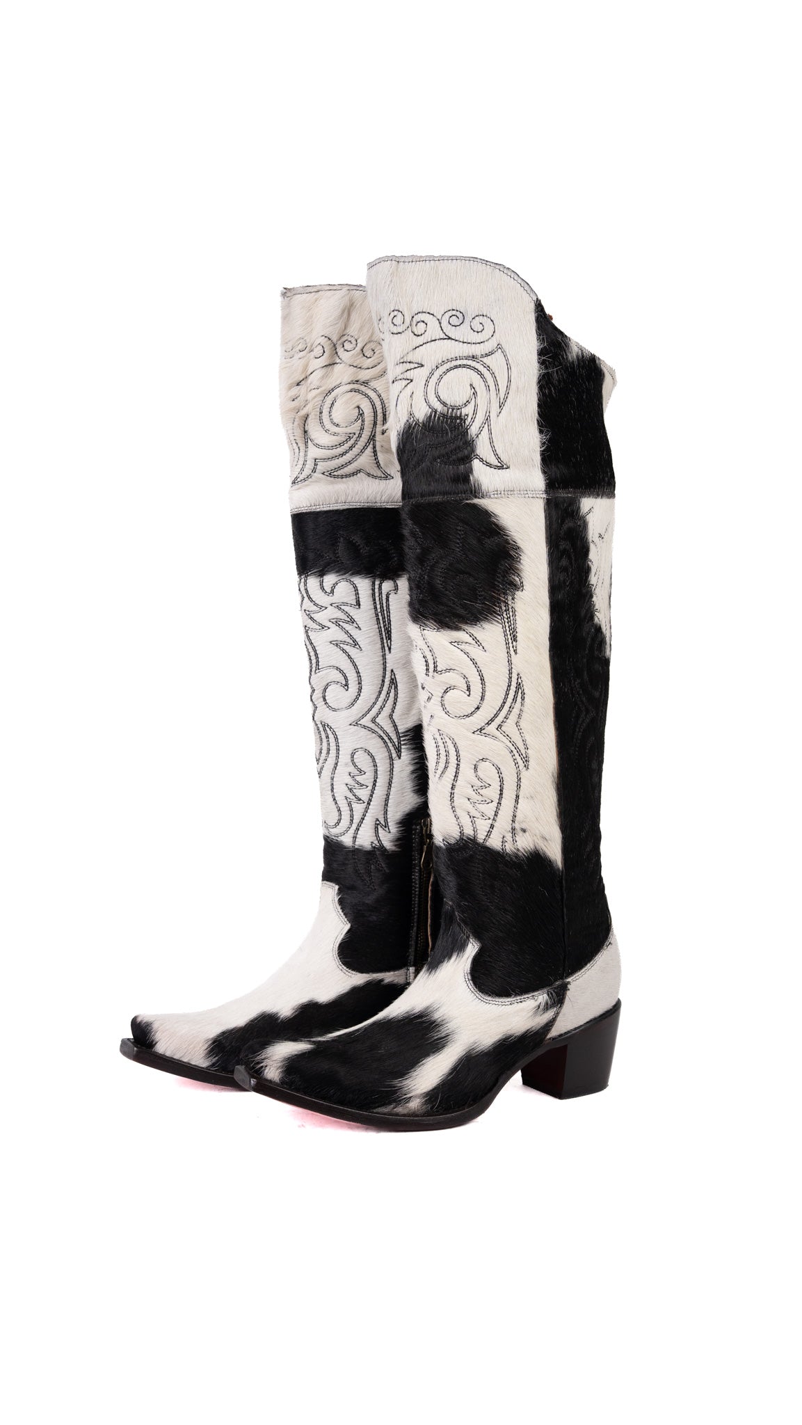 Amour Cowhide Knee High Snip Toe Cowgirl Boot Size 9.5 Box BU14
