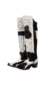 Amour Cowhide Knee High Snip Toe Cowgirl Boot Size 9.5 Box BU14