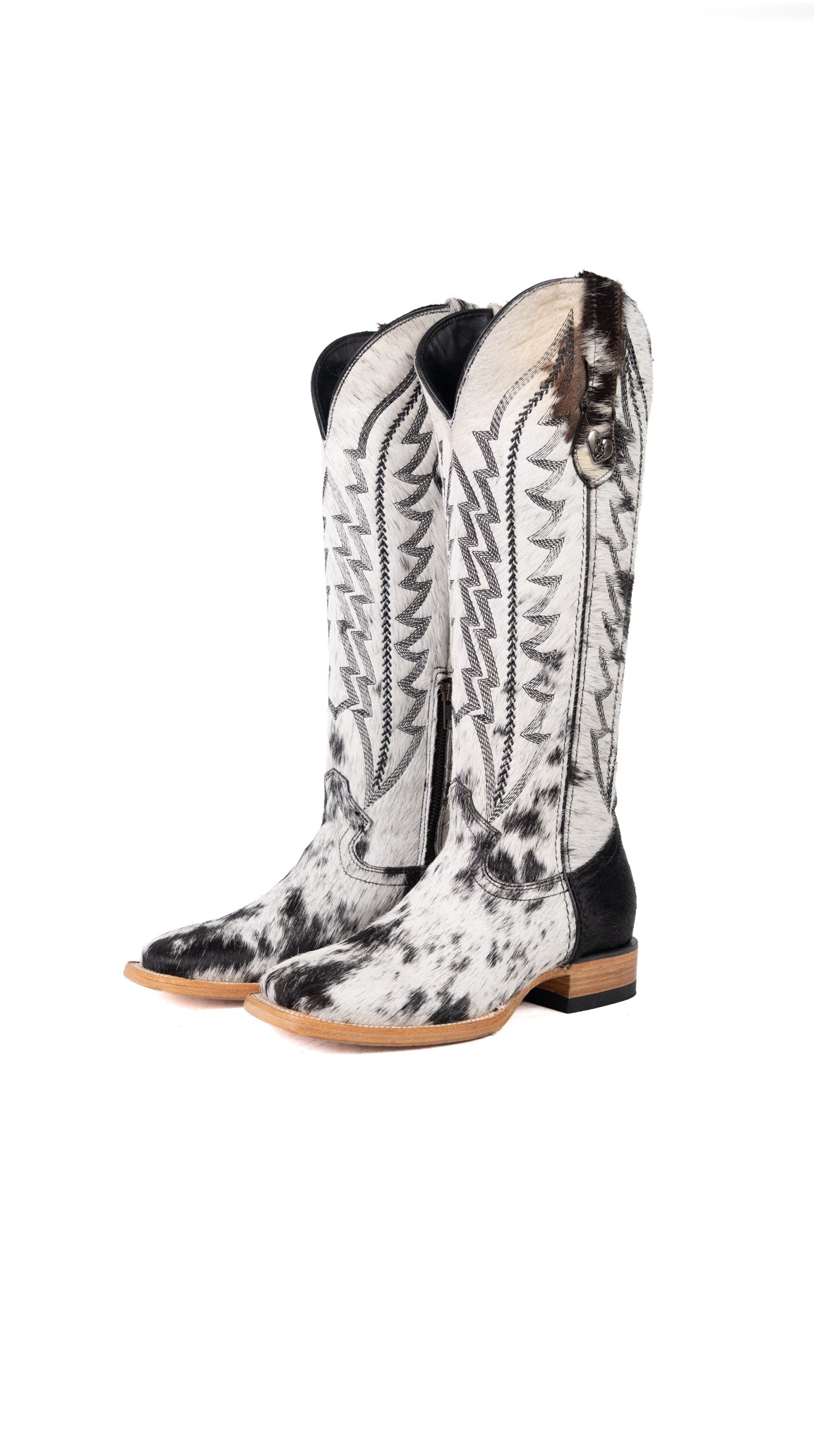 Charlotte Tall Cowhide Square Toe Cowgirl Boot Size 7 Box BU22