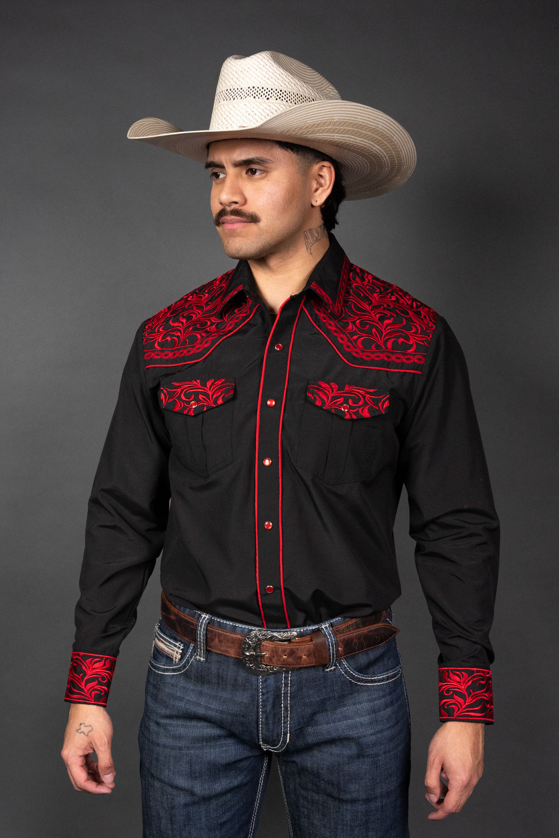 Rock'em Pearl Snap Embroidery Shirt