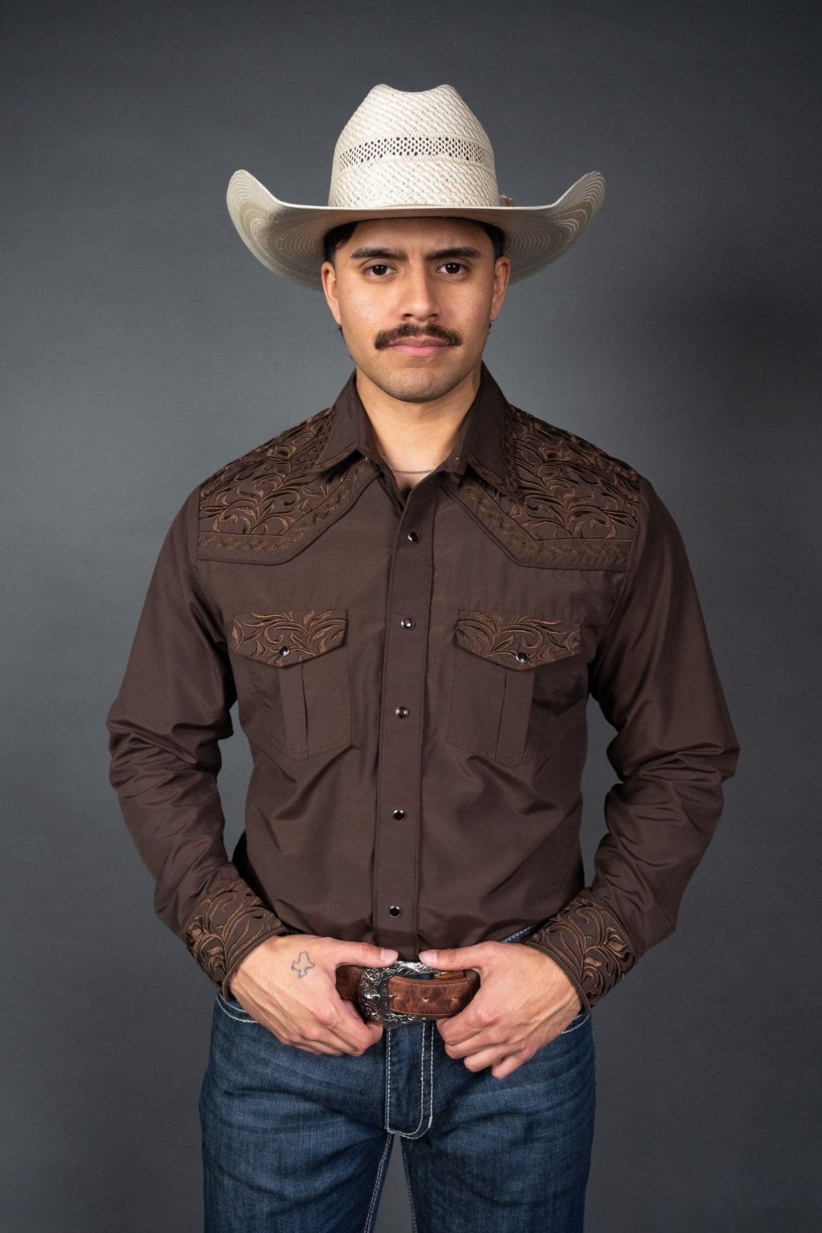 Rock'em Pearl Snap Embroidery Shirt