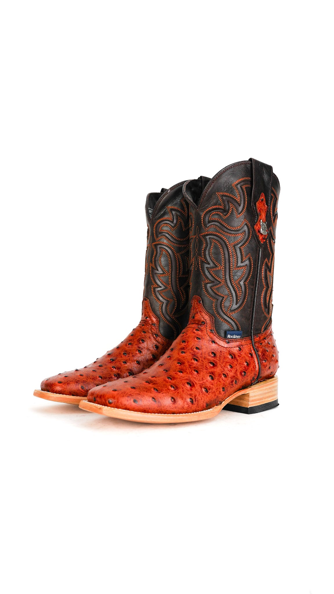 Bruce Ostrich Square Toe Cowboy Boot