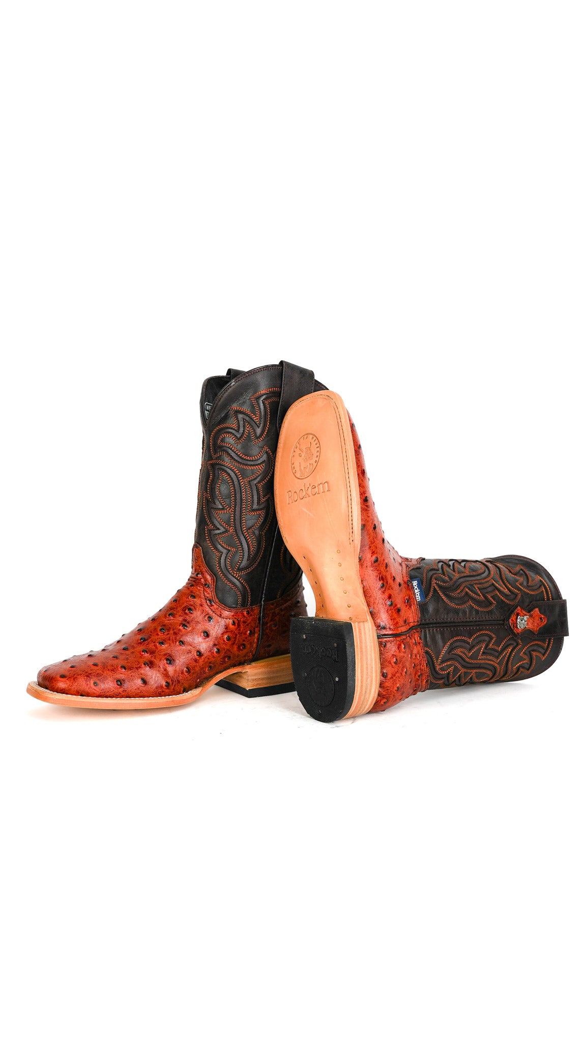 Bruce Ostrich Square Toe Cowboy Boot